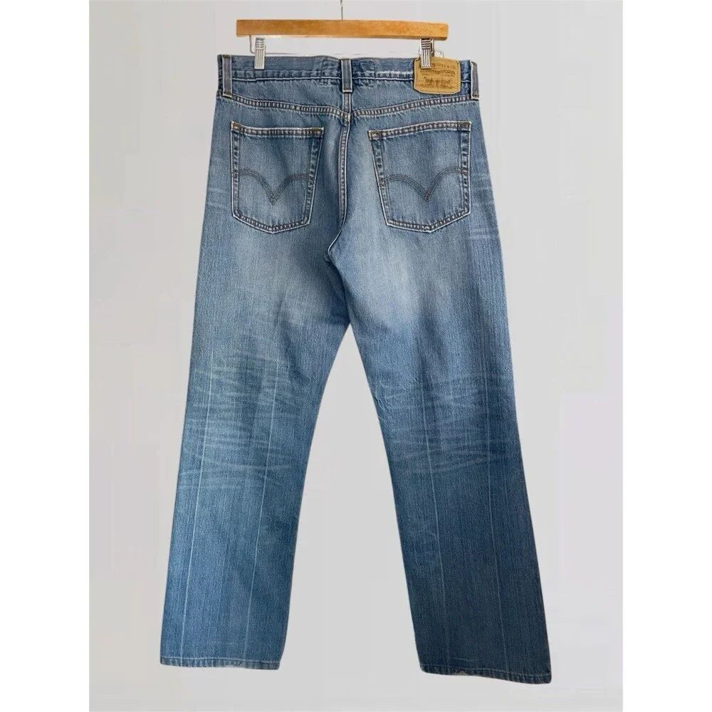 Y2K Vintage Levi’s 514 Slim Straight Men’s W36 L34 Blue Distressed Denim Jeans